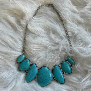 Faux turquoise statement necklace